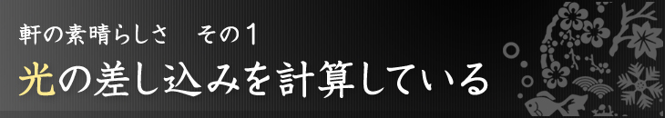 軒の素晴らしさその1：光の差し込みを計算している